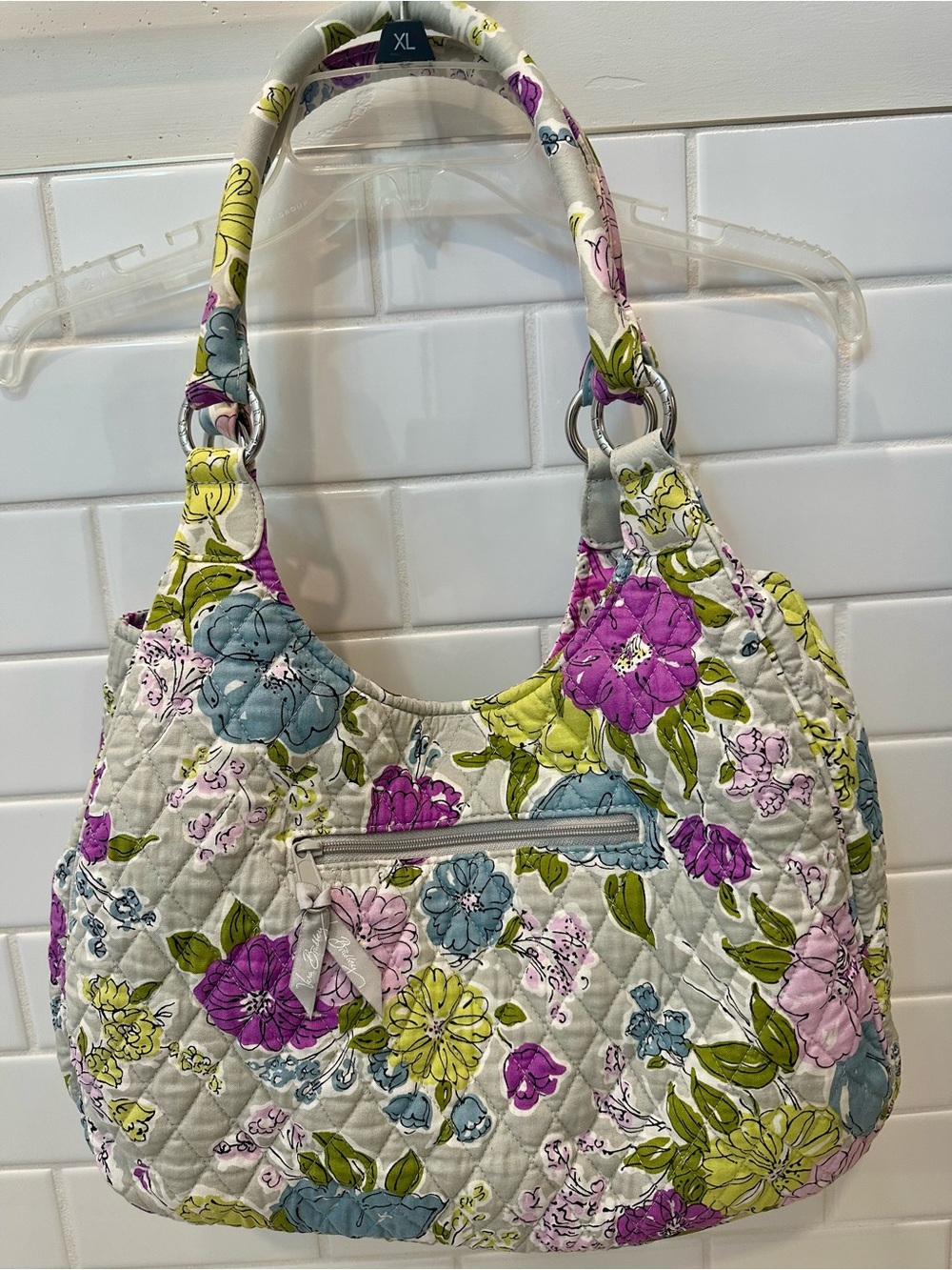 Vera Bradley Sophie Shoulder Bag - Gray Orchid Floral Quilted Canvas